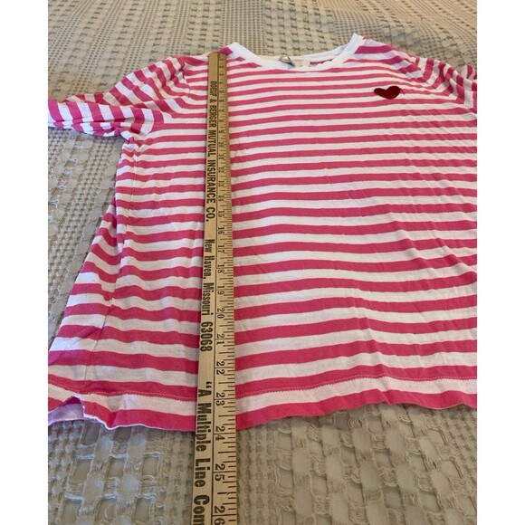 Loft Long Sleeve T Shirt Size XL Top Pink White Stripes 100% Cotton + Stretch - Picture 8 of 9